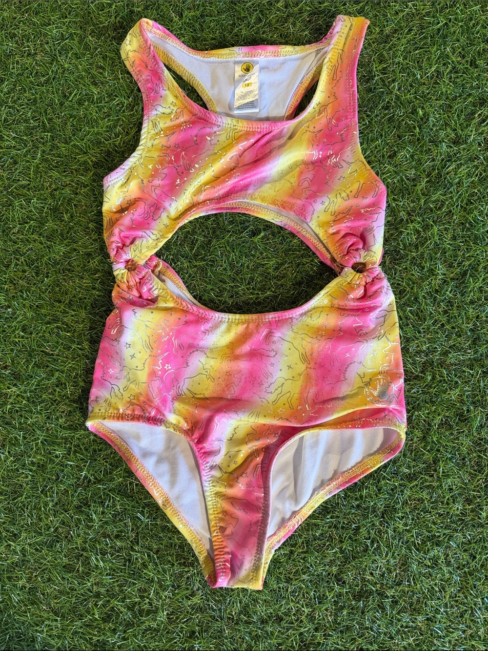 Body Glove Girls One-Piece Swimsuit in Pink & Yellow Tie-Dye